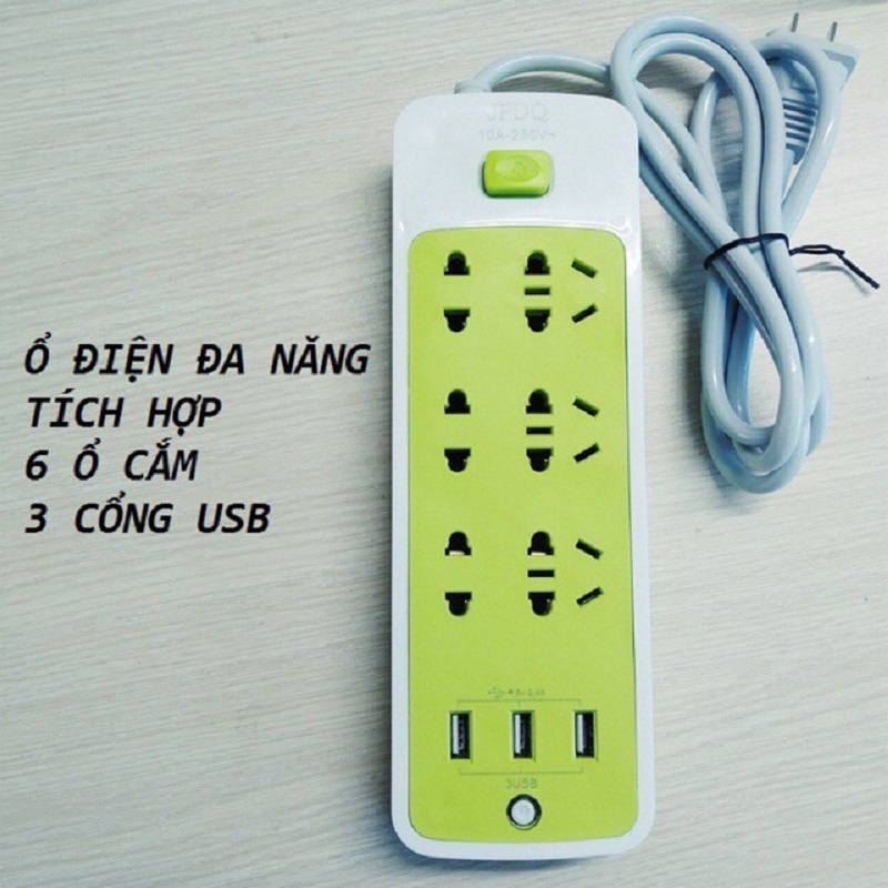 Ổ Cắm Điện Đa Năng Chống Giật Có Cổng USB Liền Dây và Phích Cắm