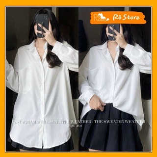 Áo sơ mi nữ dài tay đi học, đi chơi form rộng cổ bẻ phong cách trẻ trung chất liệu mềm mại RÔ STORE SM16