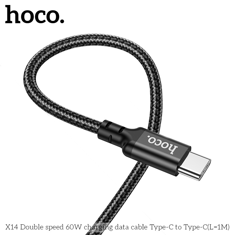 Dây sạc Hoco X14 60W cổng kết nối Type-C to Type-C, dây bọc dù chống đứt gãy, dài 1M