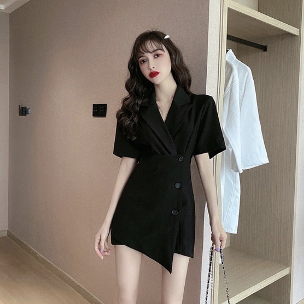 A9 Bộ Jumpsuit Váy Liền Vest Blazer Cộc Tay Thời Trang | BigBuy360 - bigbuy360.vn