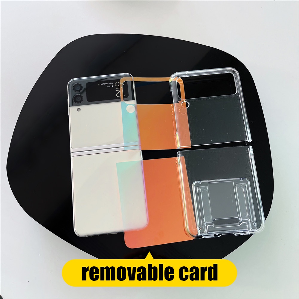 Ốp Điện Thoại Cứng Chống Sốc Có Ngăn Đựng Thẻ Tháo Rời Được Cho Samsung Galaxy Z Flip 4 Z Flip 3 5G