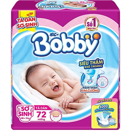 Tã dán Bobby XS72 miếng ( sơ sinh ~ 5kg)