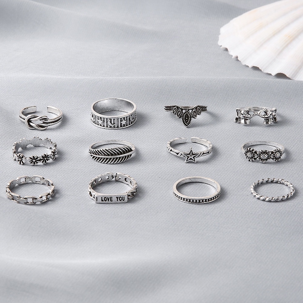 1 Bộ Nhẫn Đeo Chéo Hình Mạng Nhện Rắn Mặt Trăng Ngôi Sao Thời Trang Phong Cách Gothic