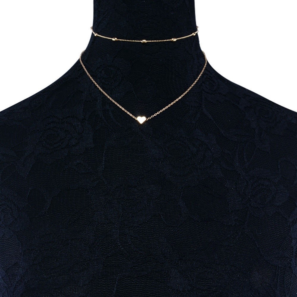 Vòng cổ Nhiều Lớp Mặt Trái Tim Đơn Giản Cho Nữ