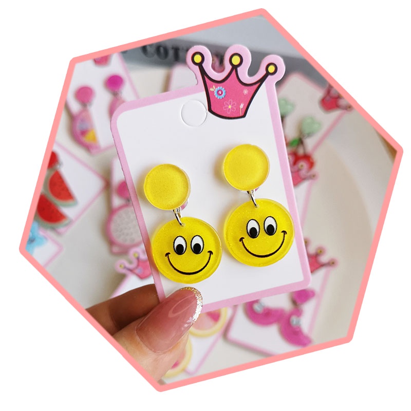 Khuyên Tai Kẹp Không Xỏ Hình Động Vật Hoạt Hình Bằng Acrylic Chống Dị Ứng Phong Cách Hàn Quốc Cho Bé Gái