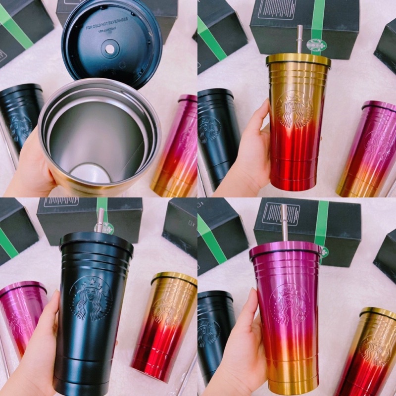 Cốc uống nước có ống hút họa tiết Starbucks, ly giữ nhiệt khắc Starbucks giữ nhiệy 6-8 tiếng