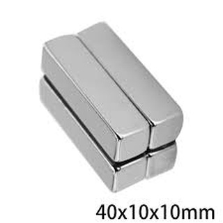 Nam châm viên chữ nhật 40x10x10mm, nam châm trắng đất hiếm mạ Niken