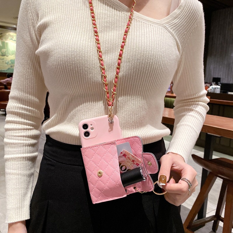 For oppo reno 10 pro 5 8z 6 2f f5 f7 a78 a54 a94 a76 a96 a16 a53 a98 a12 phone cover soft with wallet & long chain