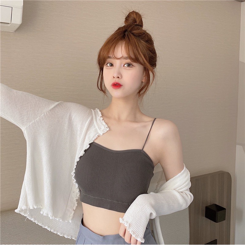 Áo bra nữ 2 dây chất gân tăm cao cấp - Áo ngực mút mỏng không gọng, thoáng mịn VALICA B7719