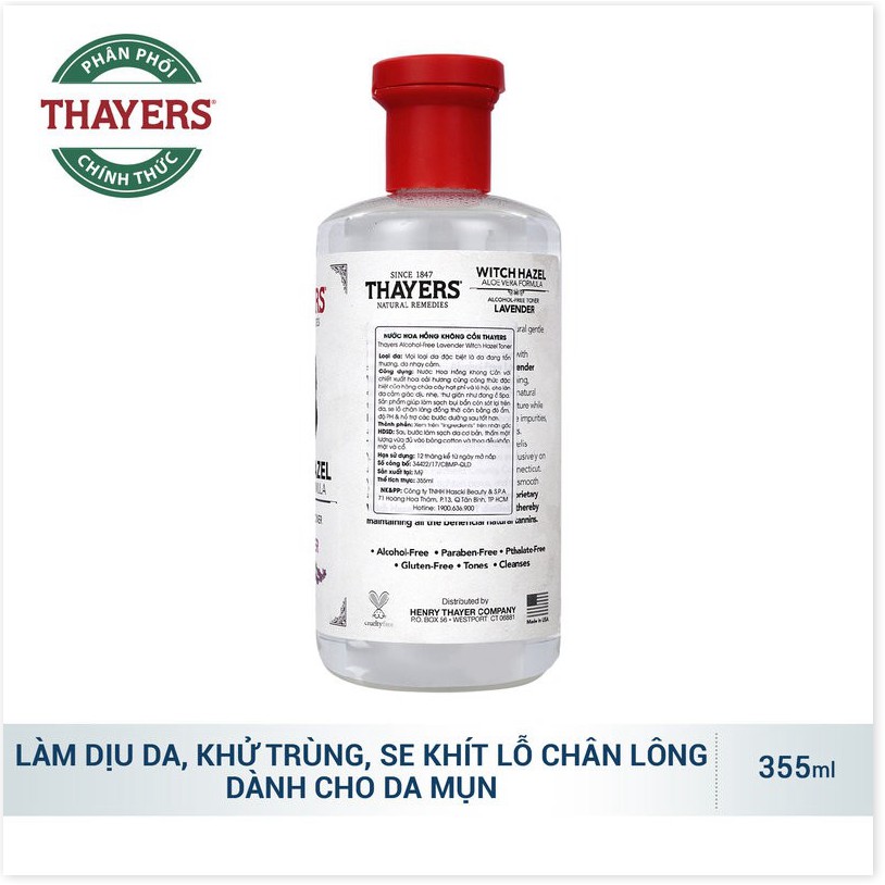 [Mã giảm giá sỉ mỹ phẩm chính hãng] Nước Hoa Hồng Thayers Không Cồn Hương Lavender 355ml