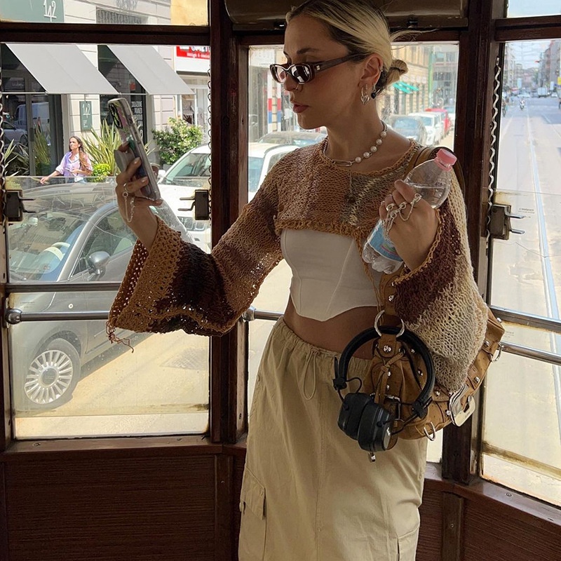 Chân Váy Dài Dáng Rộng Lưng Cao Phối Túi Xẻ Tà Thời Trang Dành Cho Nữ