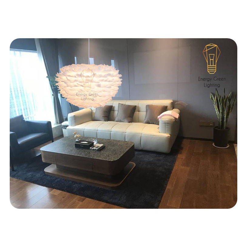 Đèn Chùm Mây lông Vũ Bắc Energy Green Lighting ÂU Decor  TN329 ( Loại Cỡ Vừa 45cm) - 3 Chế Độ Ánh Sáng - SỬ DỤNG 3 ĐUi