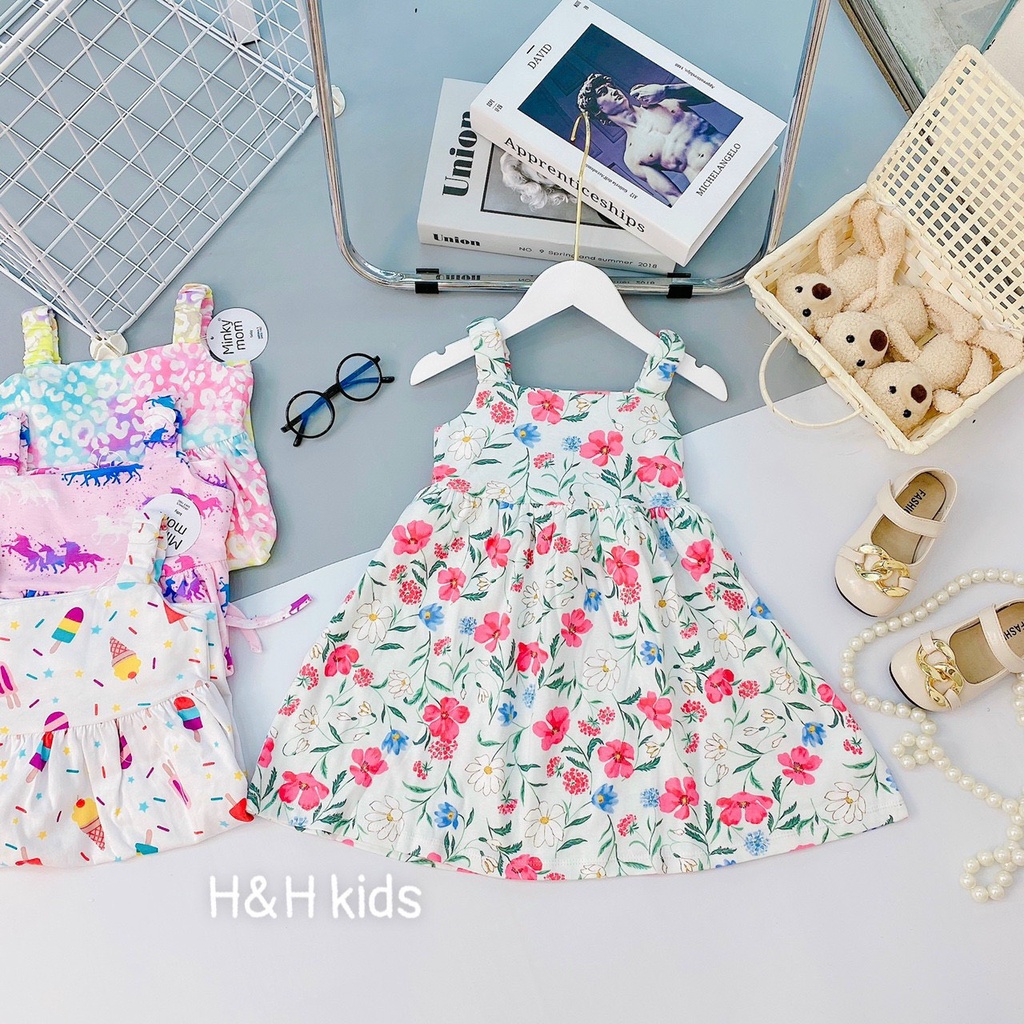 (Bán sỉ) Bộ Đầm Cotton 2 dây bé gái xinh xắn