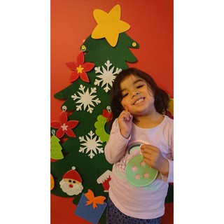 Cây thông noel giáng sinh bằng vải giặt được treo tường handmade – christmas tree