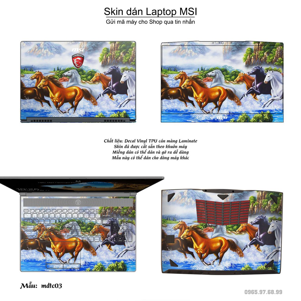 Skin dán Laptop MSI in hình Mã Đáo Thành Công (inbox mã máy cho Shop)