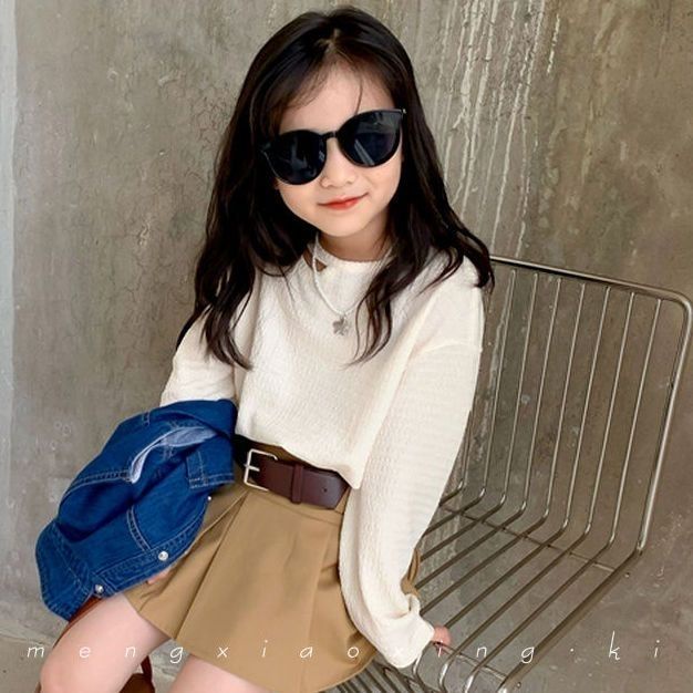 [Hàng Có Sẵn] Áo Thun Cotton Dài Tay Thoải Mái Đơn Giản Cho Bé Gái