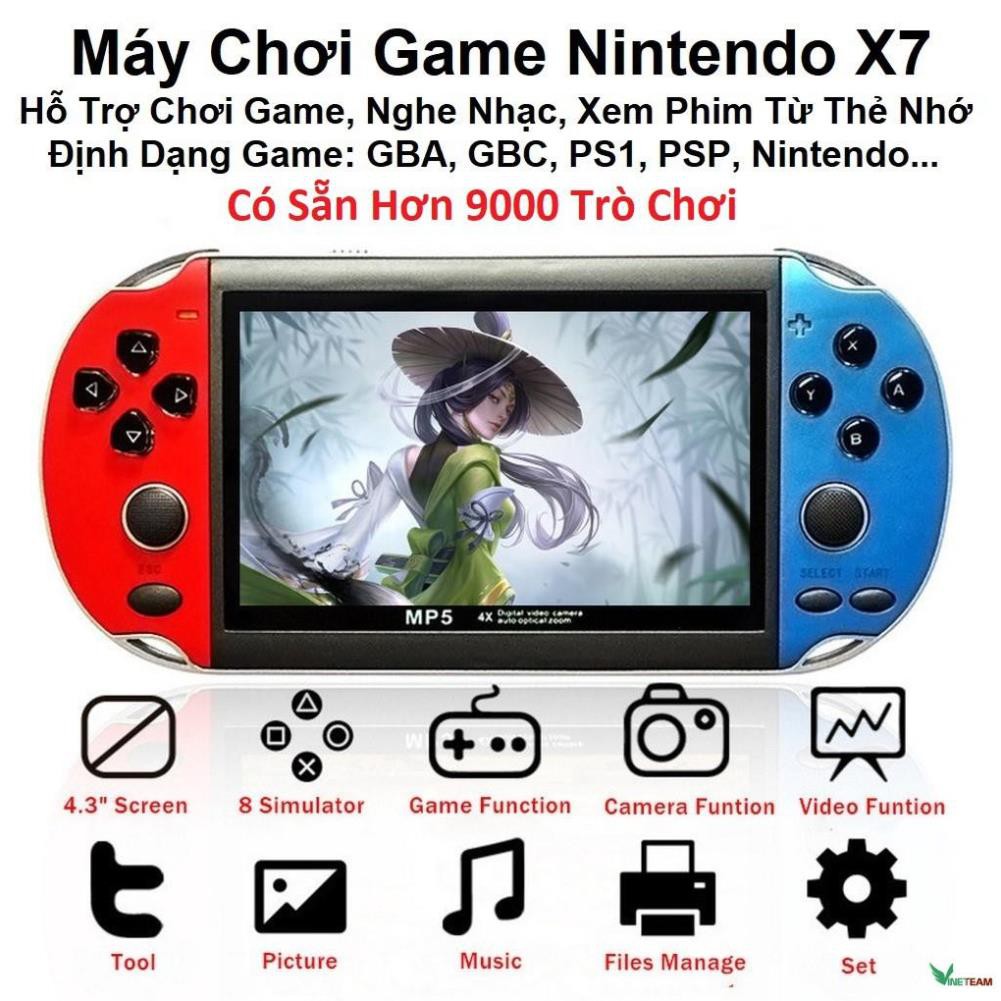 Máy Chơi Game, Cài Sẵn 9000 Trò Chơi GBA, SNES, GBC, PS1, PSP, Nitendo, X7 Mini - Chơi Game, Xem Phim - Tiếng Việt