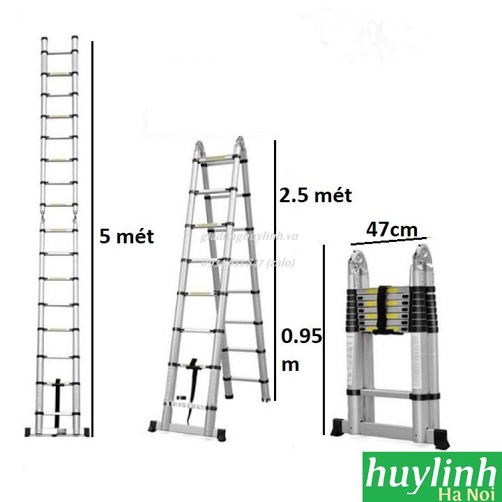 Thang nhôm rút đôi chữ A Nikita AI50 - 5 mét