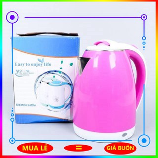 [SIÊU RẺ] ấm siêu tốc màu 2 lớp 1,8l chống nóng mini, ấm đun nấu nước pha trà điện