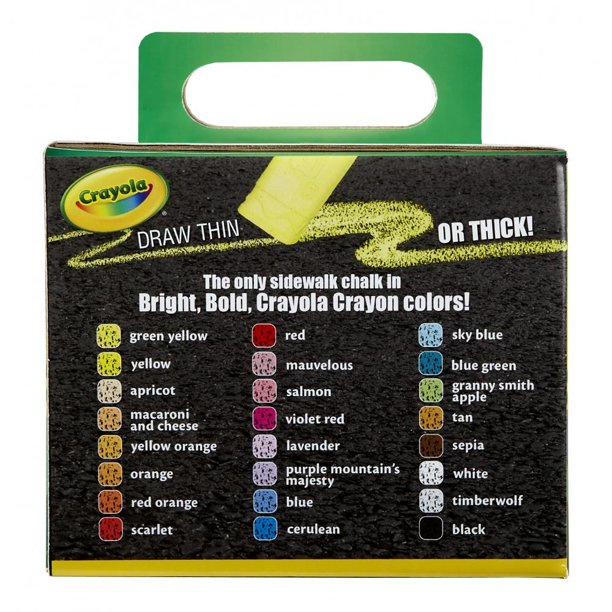 Hộp 24 Viên phấn 24 màu có thể rửa được không độc hại Crayola Washable Sidewalk Chalk In Assorted Colors, 24 Count