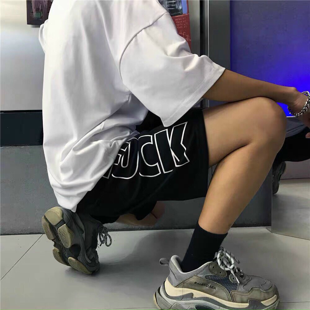 Quần Short Thể Thao Nam Nữ Vải Thun 2 Da (FUCK)