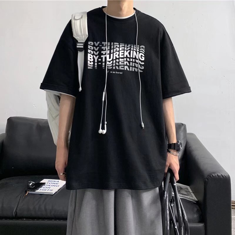 Áo Thun Cặp Đôi Tay Ngắn In Chữ Phong Cách Hong Kong Thời Trang Mùa Hè Cho Nam Và Nữ