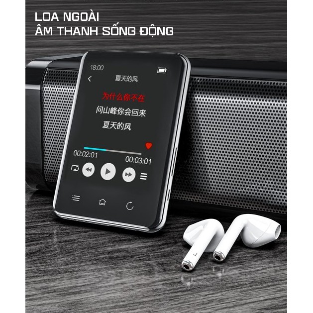 Máy Nghe Nhạc MP3 Màn Hình Cảm Ứng Bluetooth Ruizu D66 Bộ Nhớ Trong 16GB - Hàng Chính Hãng