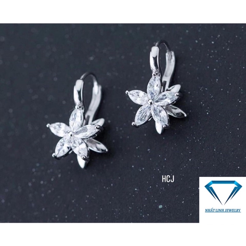 Bông tai nữ bạc thật, khuyên tai hoa 5 cánh nhỏ xinh xắn - Kho sỉ bạc Nhất Linh