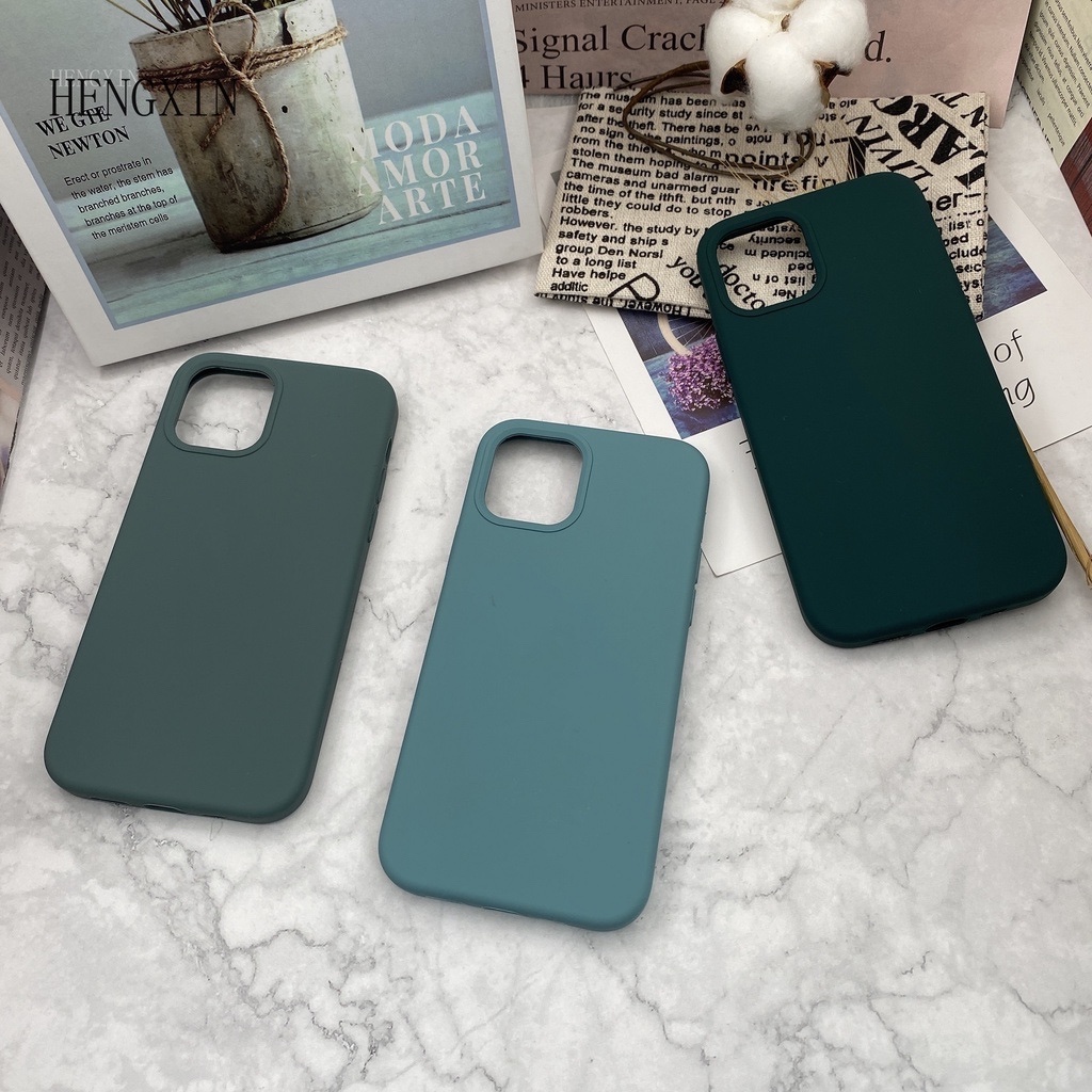 Ốp Điện Thoại Silicone Chống Rơi Màu Xanh Lá Cho iPHONE 6S 7 8 SE 2020 XS XR 11PROMAX 12 12PROMAX 13MINI 13 13PROMAX