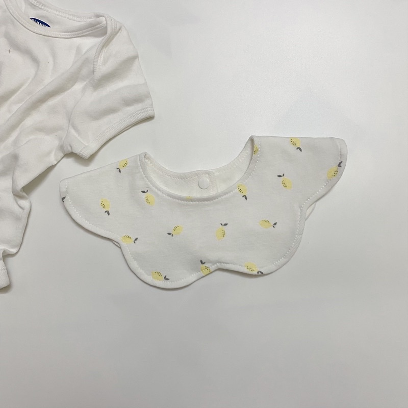 Yếm vải tròn cổ hoa Hàn Quốc chất cotton organic cho em bé từ 0-36m