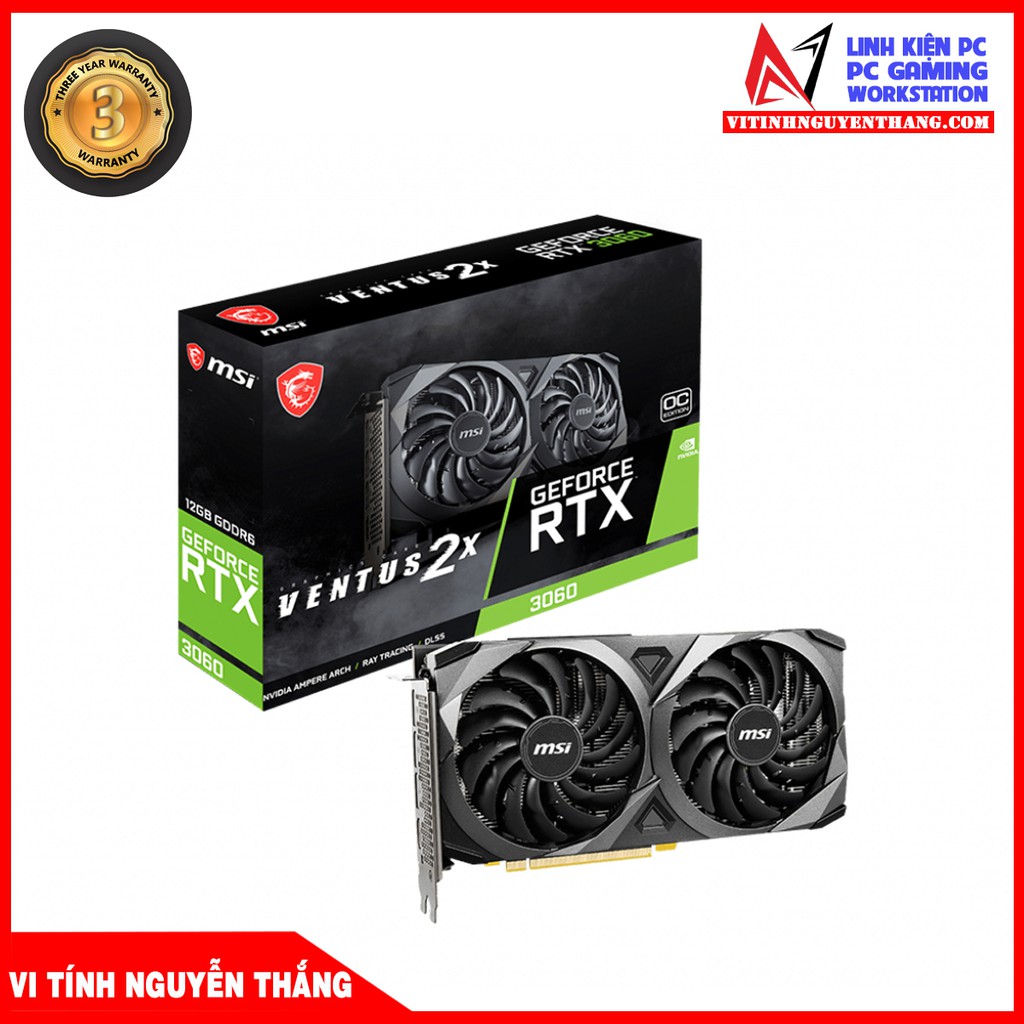 VGA CARD MÀN HÌNH MSI RTX 3060 VENTUS 2X 12 GB - Phiên Bản LHR V2 New chính hãng