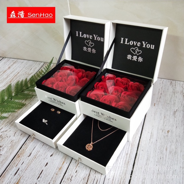 Hộp hoa hồng sáp đựng son đựng trang sức cao cấp_Quà tặng_20/10_20/11_Noel_Valentine_14/2_8/3