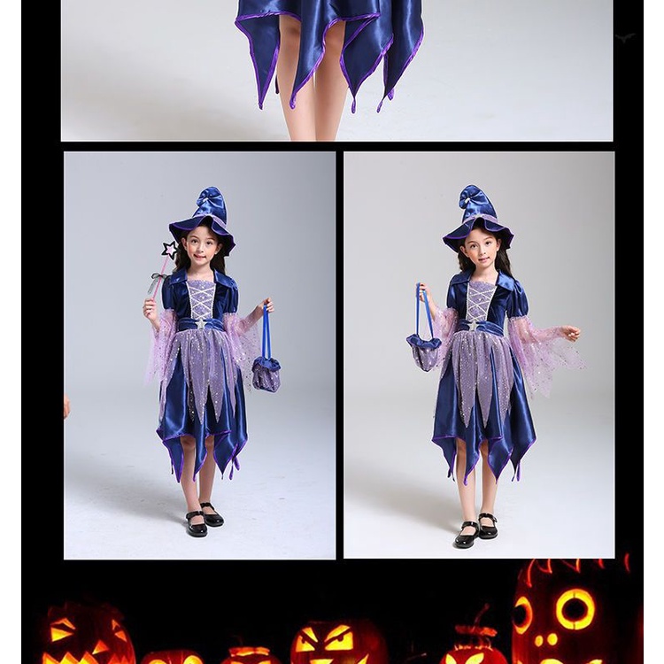 Đầm Hóa Trang Halloween Nhân Vật Phù Thủy Cho Mẹ Và Bé Kích Cỡ 100-160