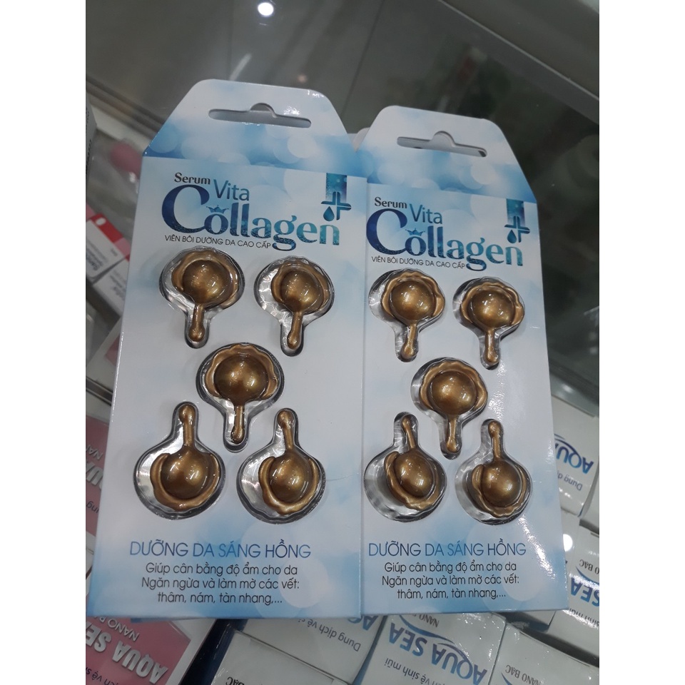 Serum viên bôi dưỡng da cao cấp Vita collagen vỉ 5 viên, hộp 30 viên, hỗ trợ làm đẹp da, dưỡng ẩm, trắng mịn sáng hồng