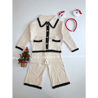 Bộ đồ thời trang cho bé gái [ẢNH THẬT] set áo dài tay và quần len phong cách, thích hợp bé diện vào dịp Noel và Tết