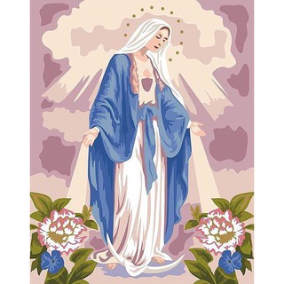 Tranh sơn dầu số hóa tự tô màu theo số có khung - [T9] ĐỨC MẸ (40*50)