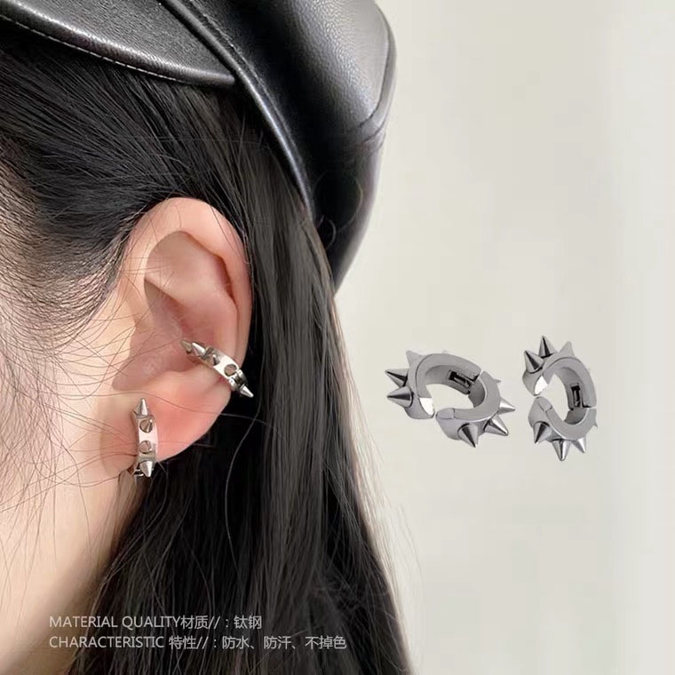Khuyên Kẹp Tai Dạng Kẹp Bằng Thép Titan Không Gây Dị Ứng Phong Cách Tối Màu Thời Trang Cá Tính / Phong Cách Punk / Phong Cách Punk Cho Nam Và Nữ