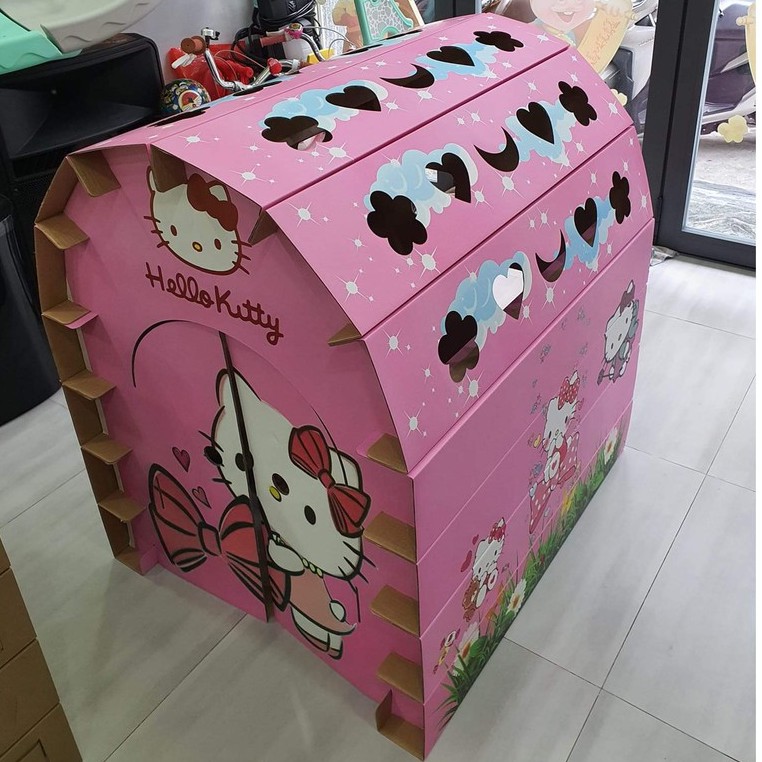 [SIÊU RẺ❤️] – Nhà Bìa Lắp Ghép - Hello Kitty - 5 Lớp Cán Bóng Chịu Lực 20Kg