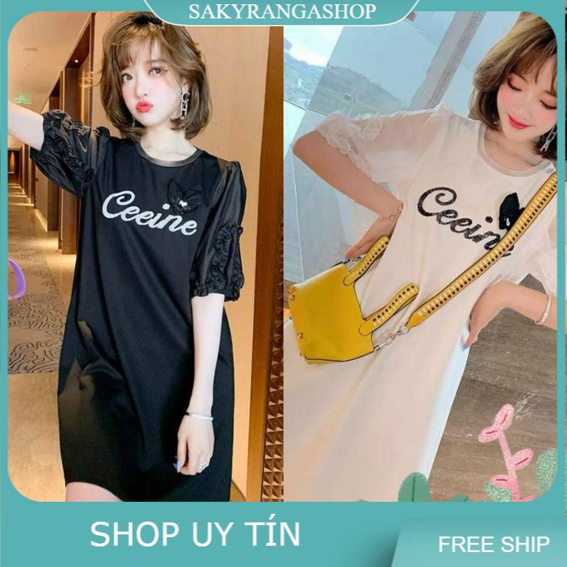HÀNG NHẬP - ĐẦM THUN SUÔNG ĐÍNH HẠT