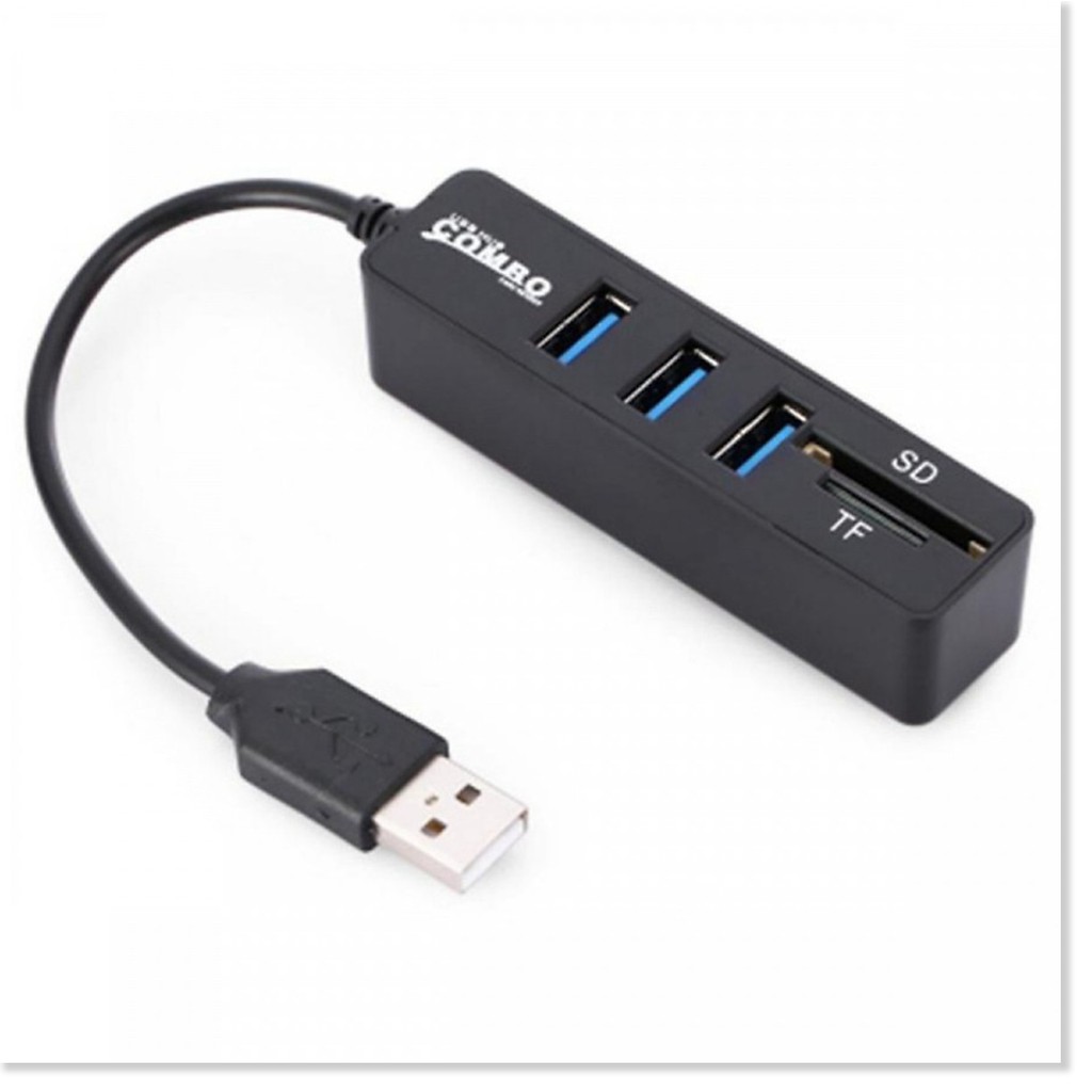 Bộ chia USB Từ 1 cổng USB ra 3 cổng USB và 2 khe Đọc thẻ Nhớ  (Hub USB) - Hàng Nhập khẩu