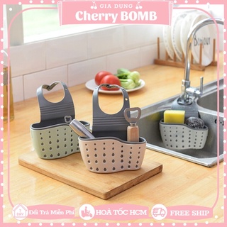 Giỏ đựng miếng rửa chén 2 lơp - giỏ nhựa treo đồ bồn rửa chén, gắn vòi nước bồn rửa