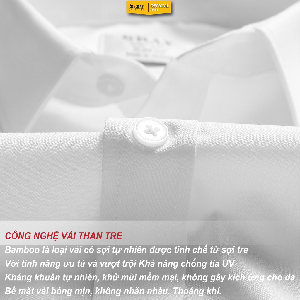 Áo Sơ Mi Nam Cộc Tay Công Sở Cao Cấp Lịch Lãm GRAYHOMME Sợi Bamboo chống Nhăn