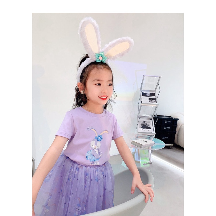 Set Đồ Mùa Hè 2 Món Gồm Áo Thun Cotton In Hình StellaLou Hoạt Hình + Chân Váy Lưới Cho Bé Gái Thời Trang 20