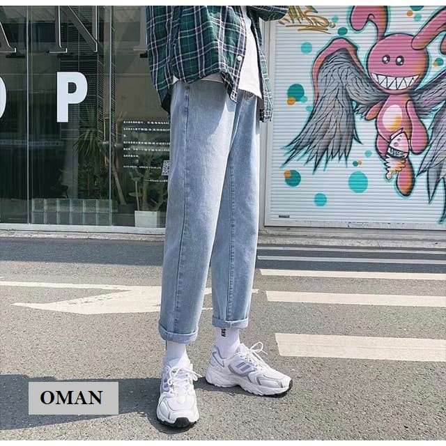 Quần jean baggy, quần bò ống suông nam nữ dày dặn, vải mềm - OMAN QJ011 | BigBuy360 - bigbuy360.vn