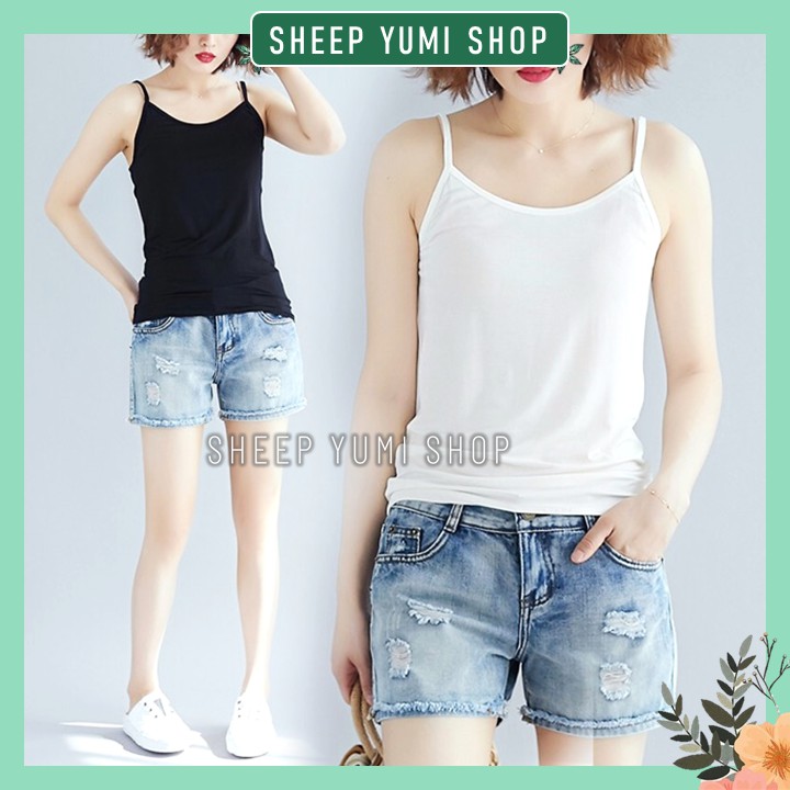 Áo hai dây nữ bản to BIGSIZE trơn thun co giãn SHEEP YUMI SHOP AD04