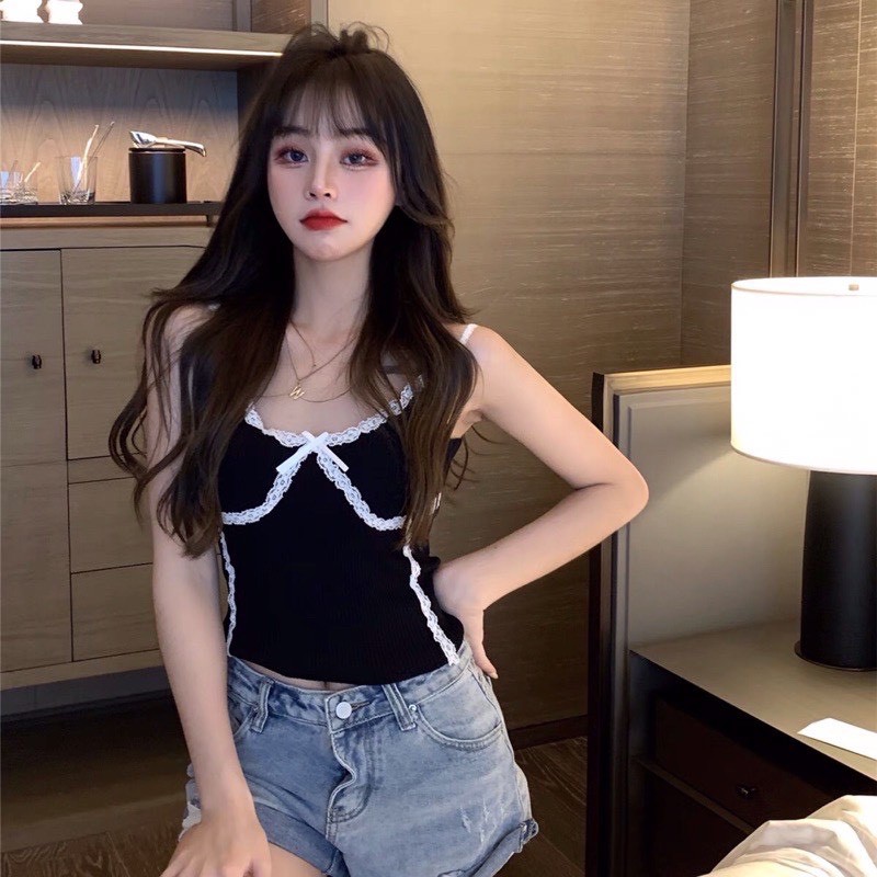 Áo hai dây viền ren siêu iu