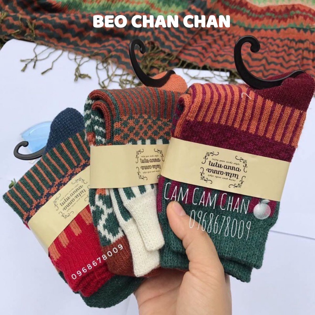 TẤT THỔ CẨM ,VỚ THỔ CẦM LÔNG THỎ VINTAGE DÀY DẶN SIÊU XINH