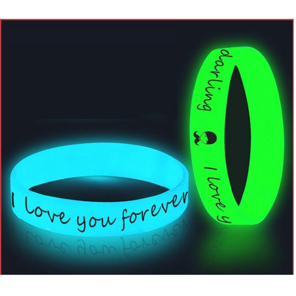 Vòng Tay Nam Cao Su ILOVEYOU Dạ Quang Phát Sáng Thể Thao Cá Tính VTCAOSUDAQUANG
