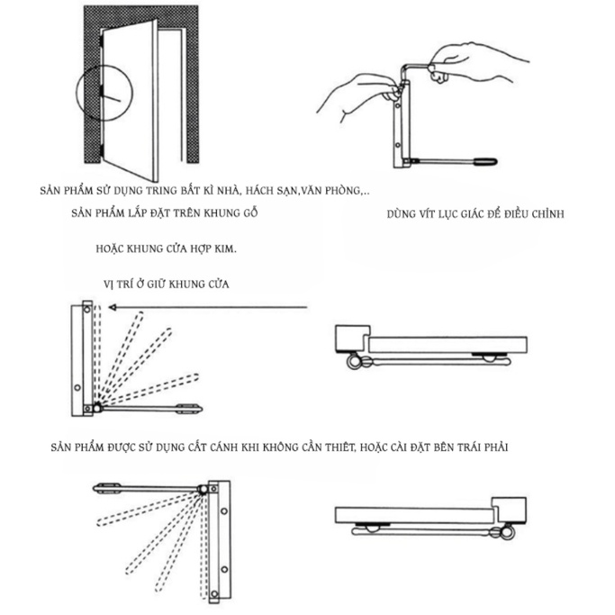 Bản Lề Cửa Tự Động Đóng Cửa Thông Minh, Có Tay Đẩy Giữ Cửa Giúp Cửa Luôn Đóng, Có Thể Điều Chỉnh Lực Đẩy