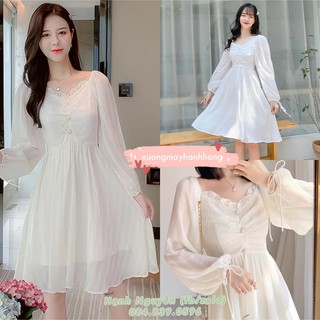 Váy Trắng dự tiệc Tiểu Thư - Váy Dài Tay Mùa Thu